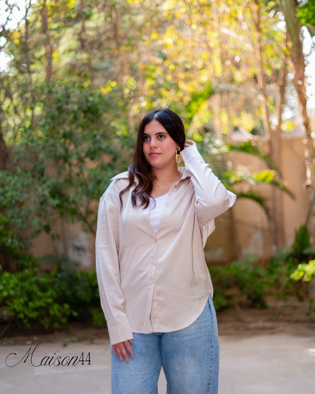 Beige Satin Blouse