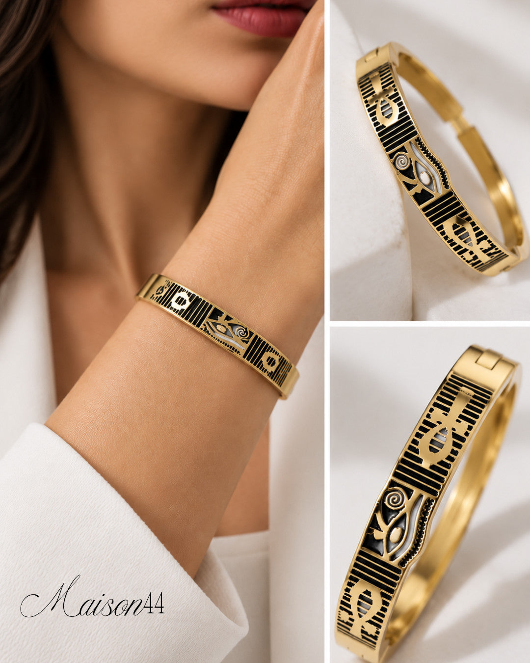 Black & Gold Eye of Horus Bangle