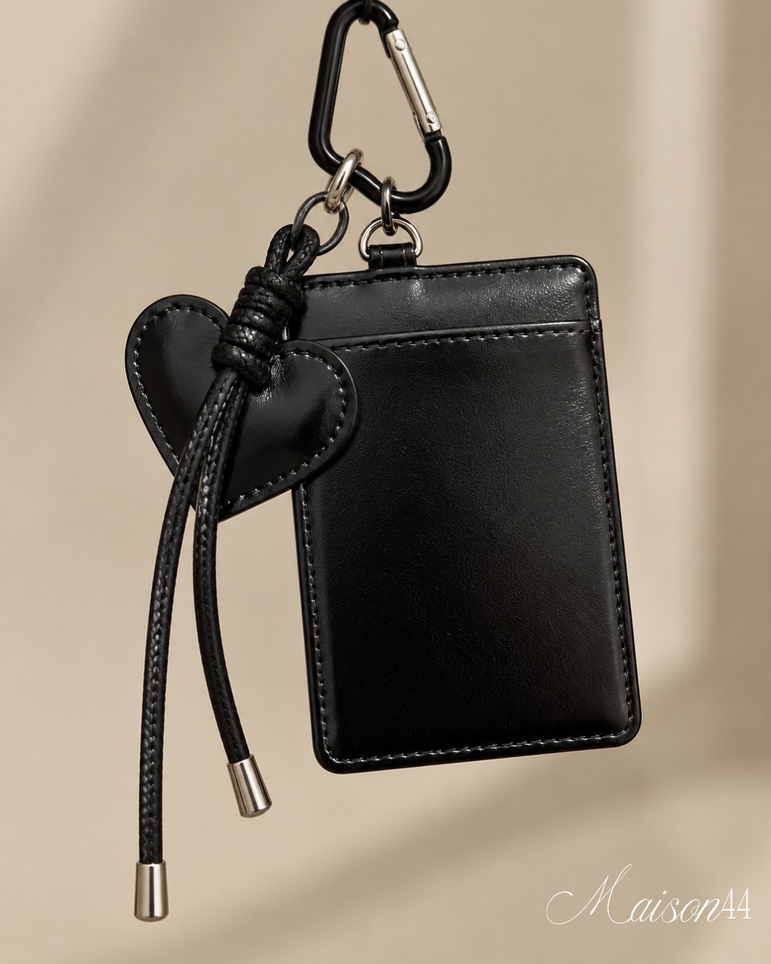 Black Heart Card Holder Bag Charm
