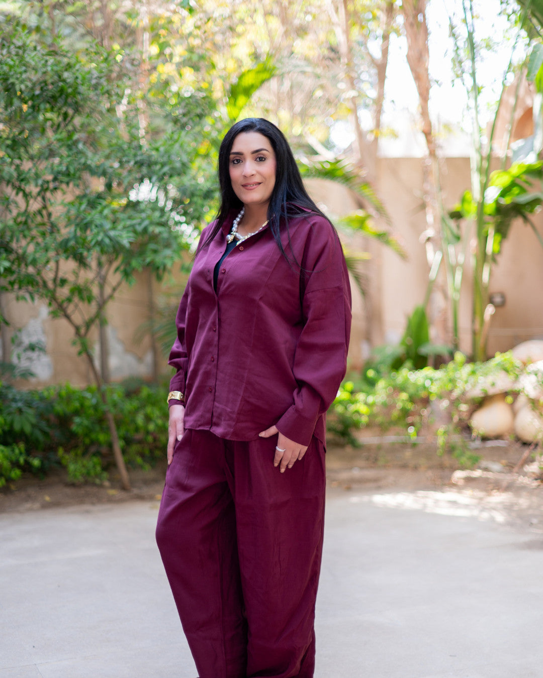 Burgundy Solid Color Suit