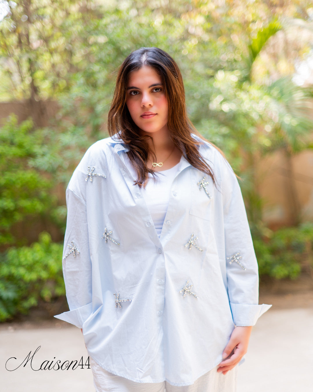 Chemise Baby Blue with Butterflies Silver