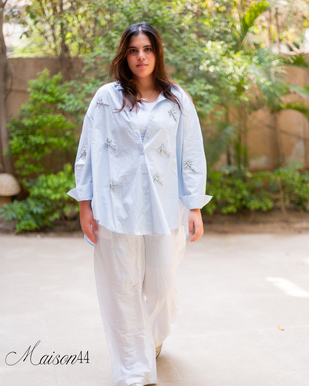 Chemise Baby Blue with Butterflies Silver