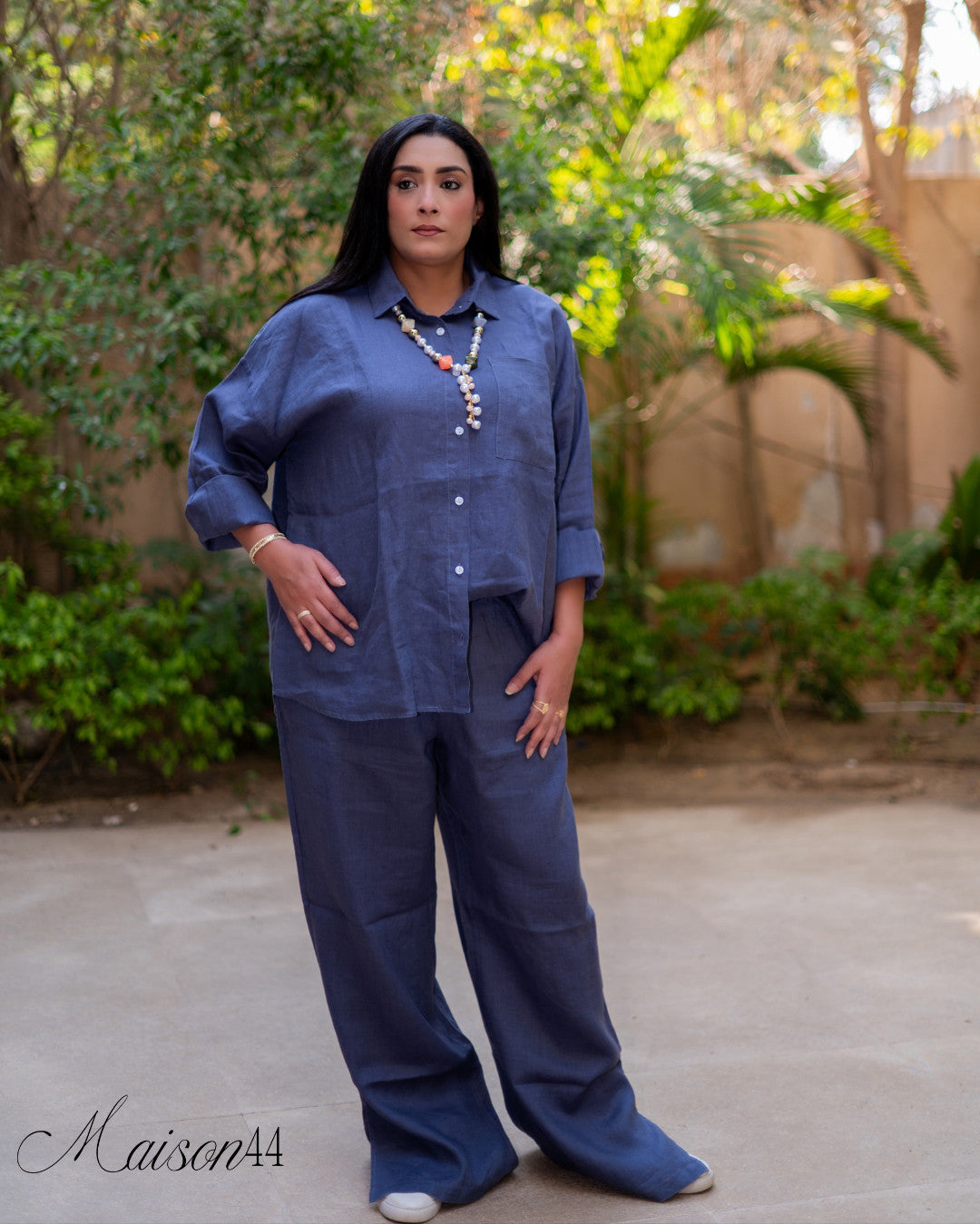 Denim Blue Linen Suit