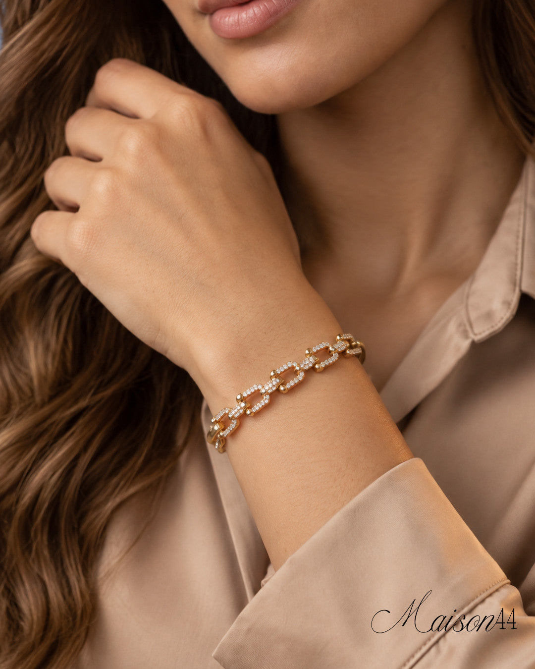 Gold Crystal Link Bracelet