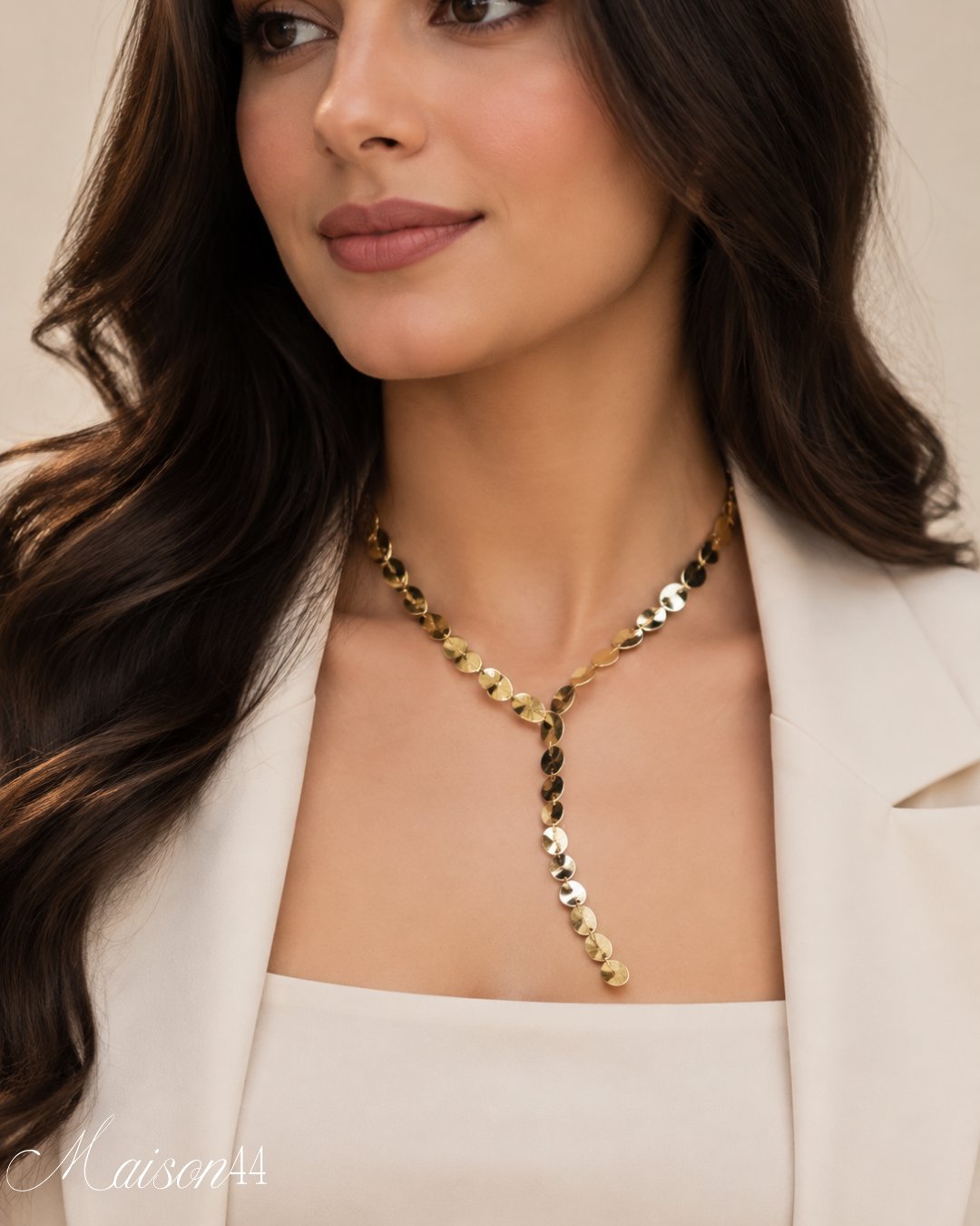 Gold Disc Y-Necklace