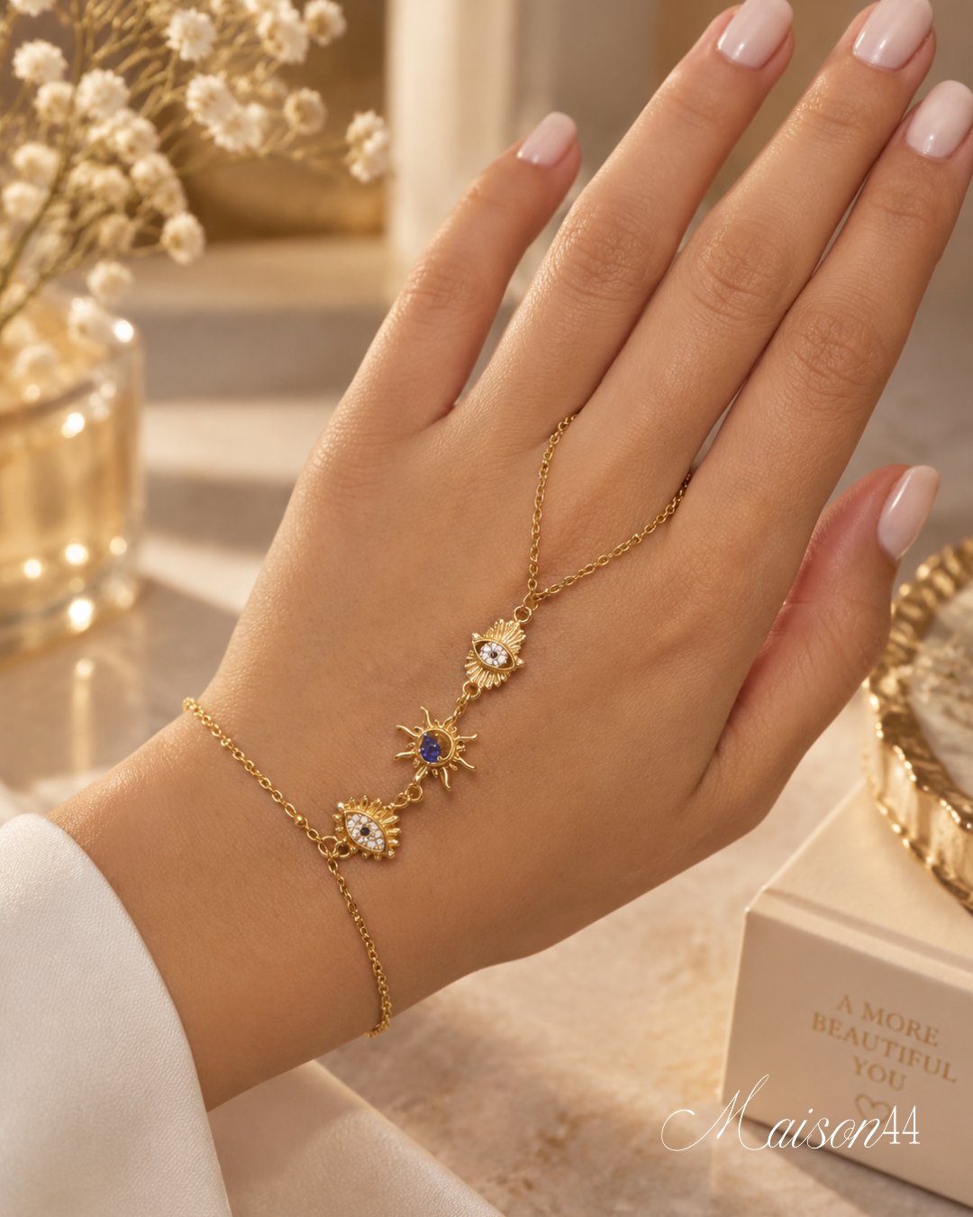 Gold Evil-Eye Hand Chain