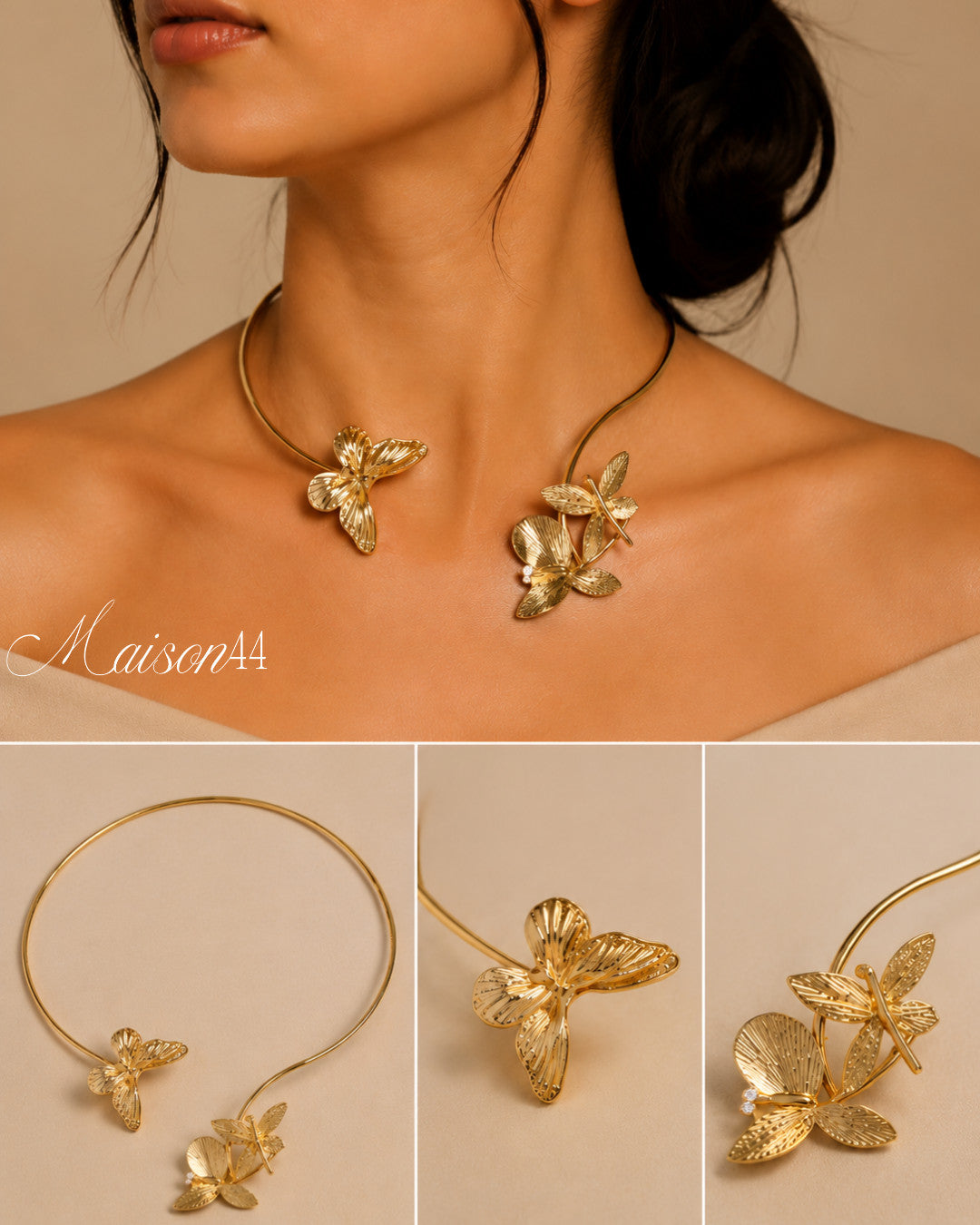 Gold Flower Collar Necklace