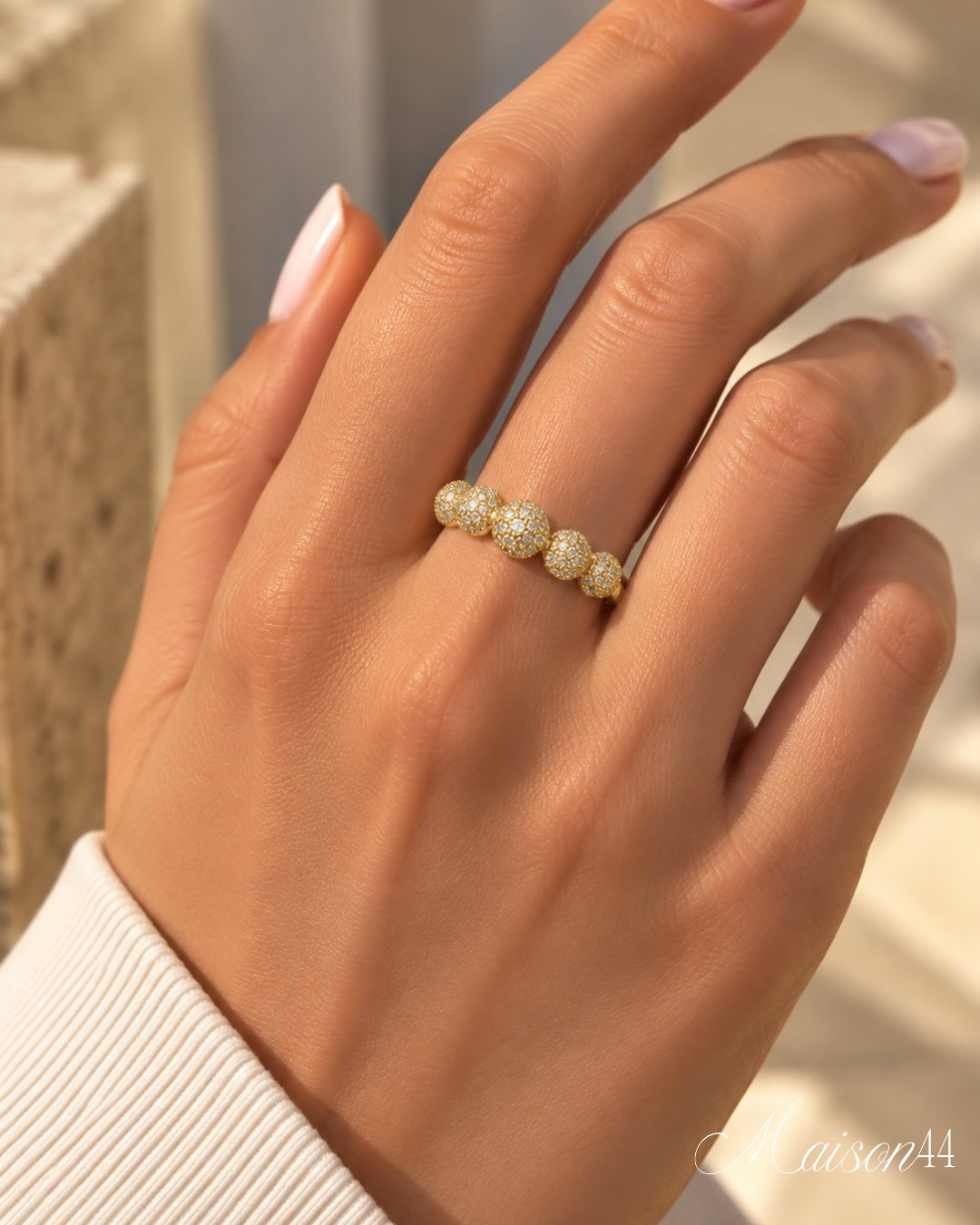 Gold Pavé Ball Ring