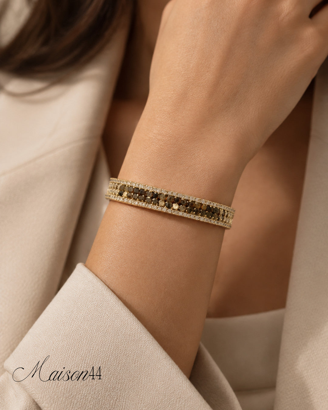 Gold Pavé Thin Bangle