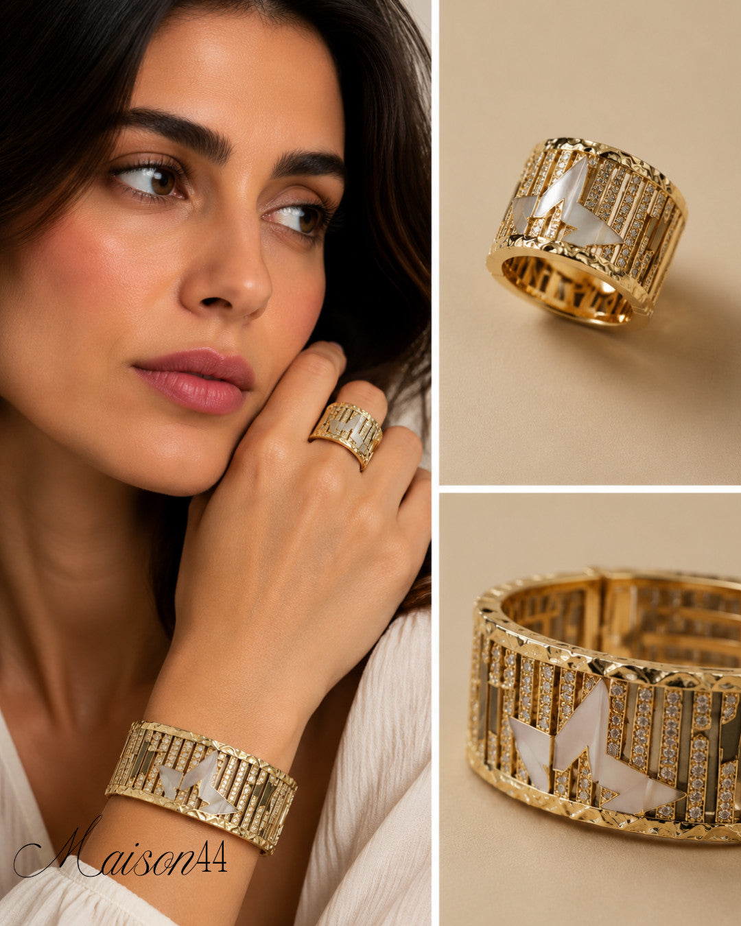 Gold Wide Textured Ring