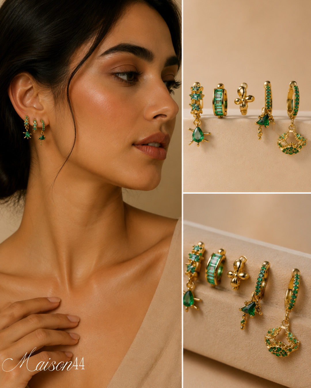Green Crystal Earring Set