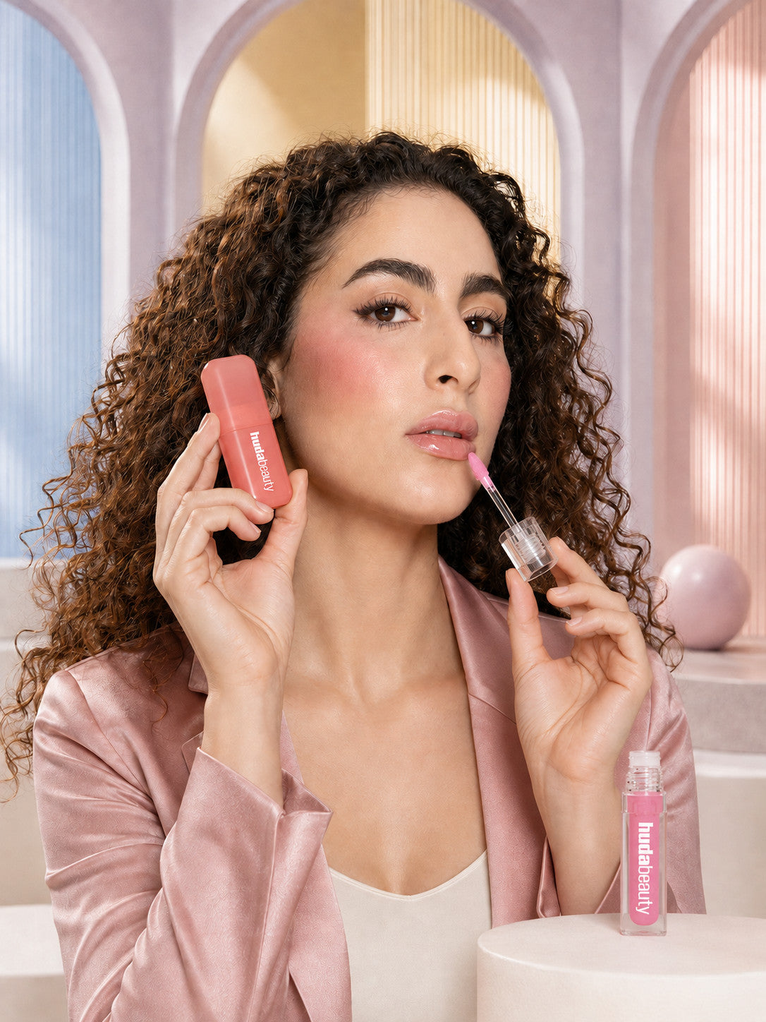Huda Beauty Blusher &amp; Lip Gloss Set