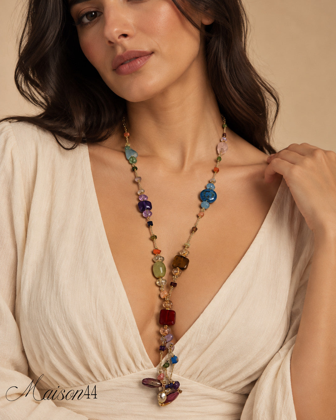 Multi Gemstone Long Necklace
