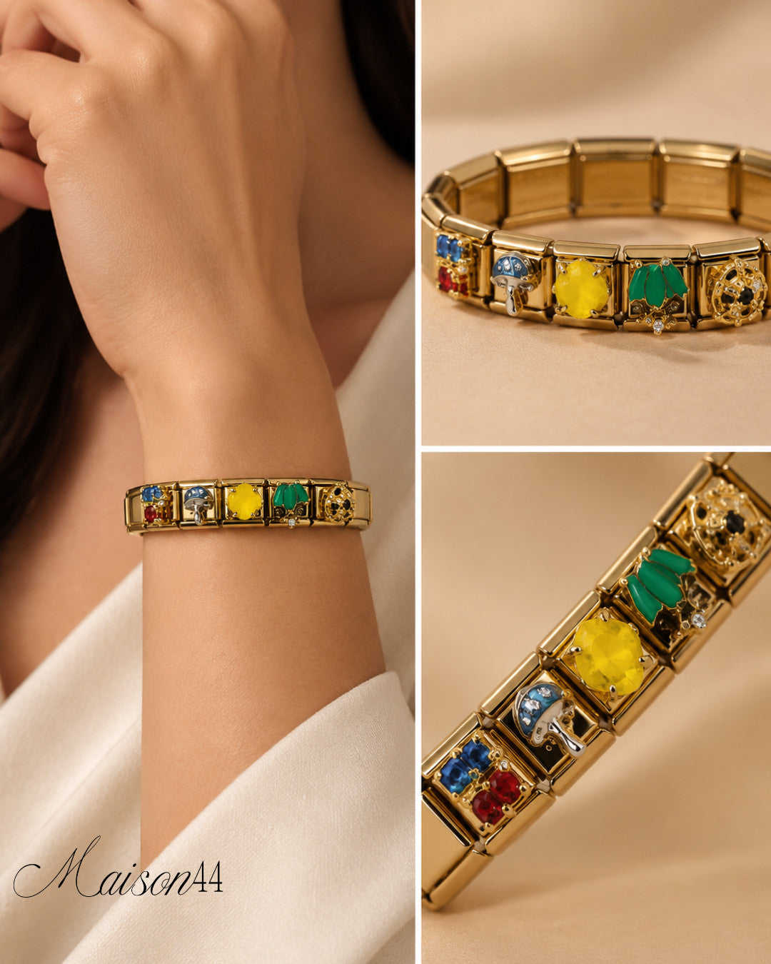 Multicolour Stone Link Bracelet