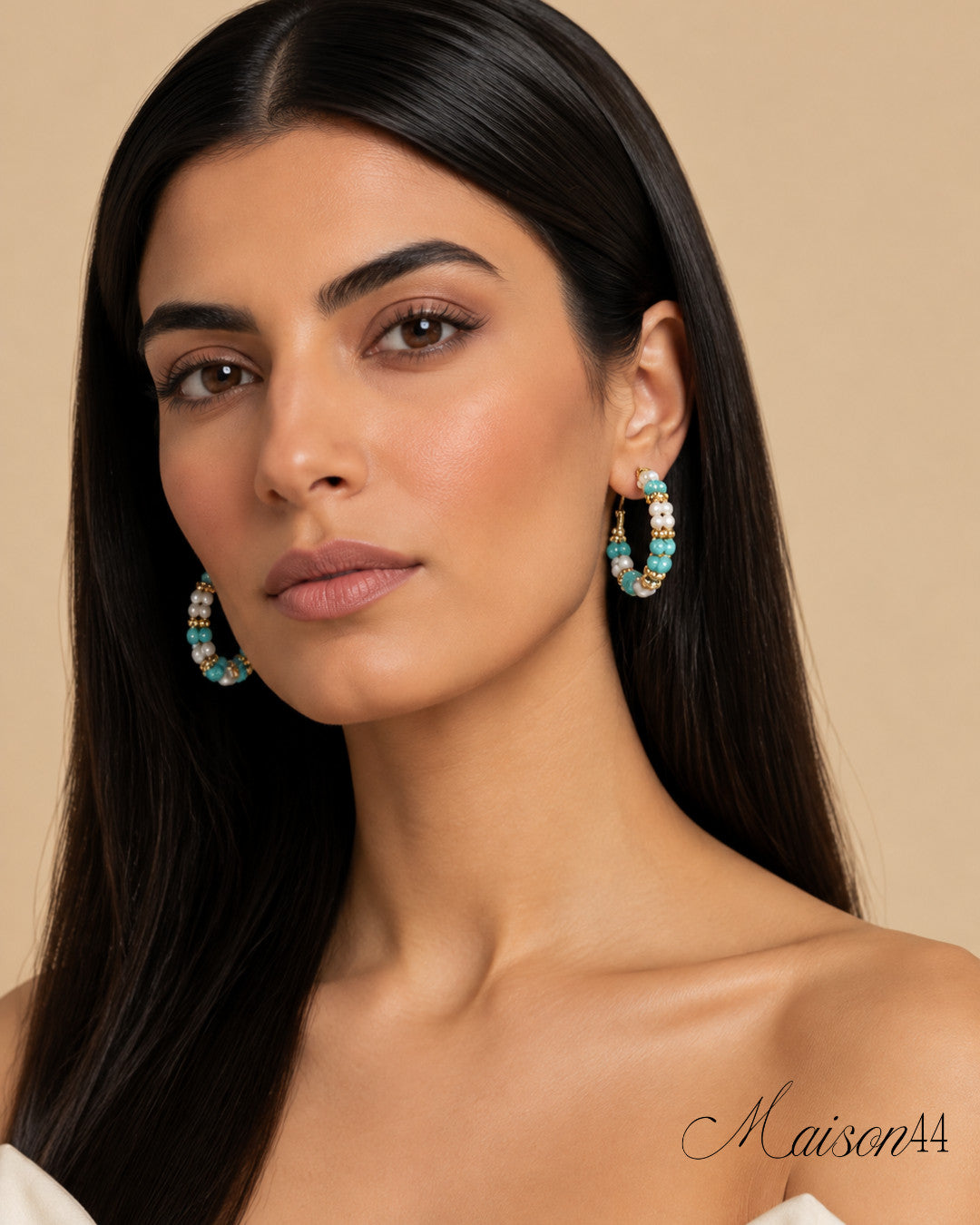 Pastel Beaded Hoop Earrings