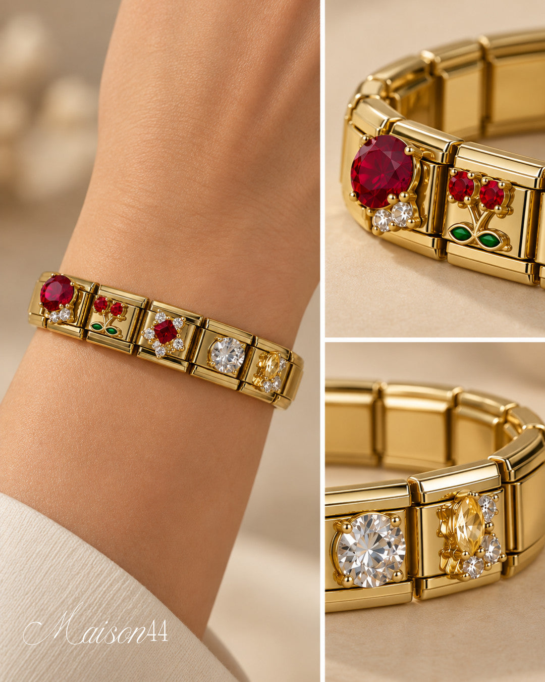 Ruby & Emerald Link Bracelet