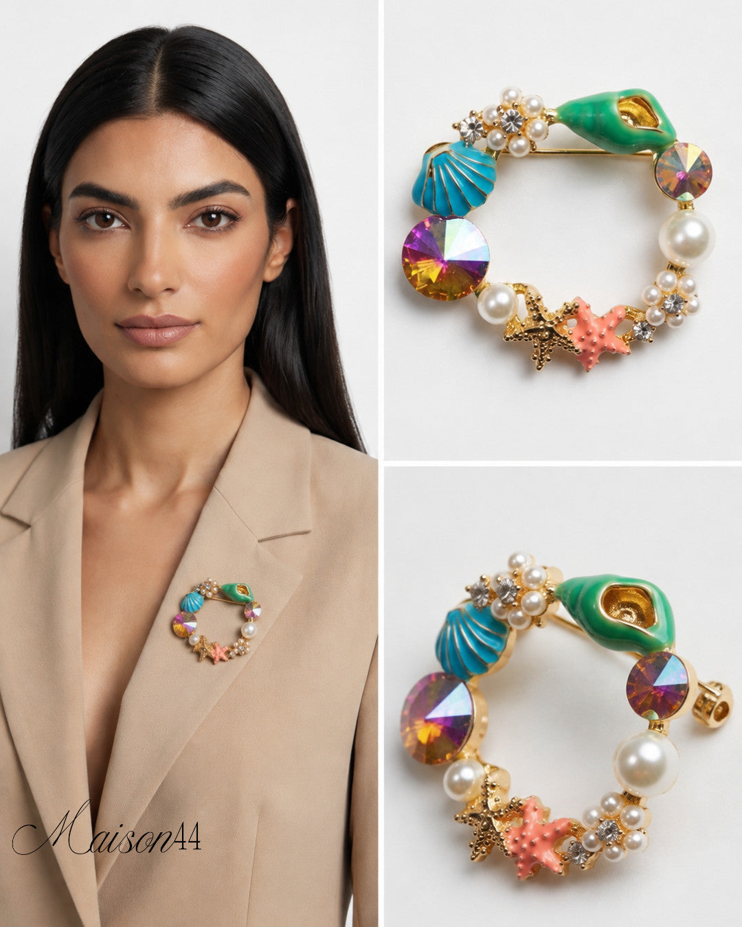 Seashell Wreath Brooch