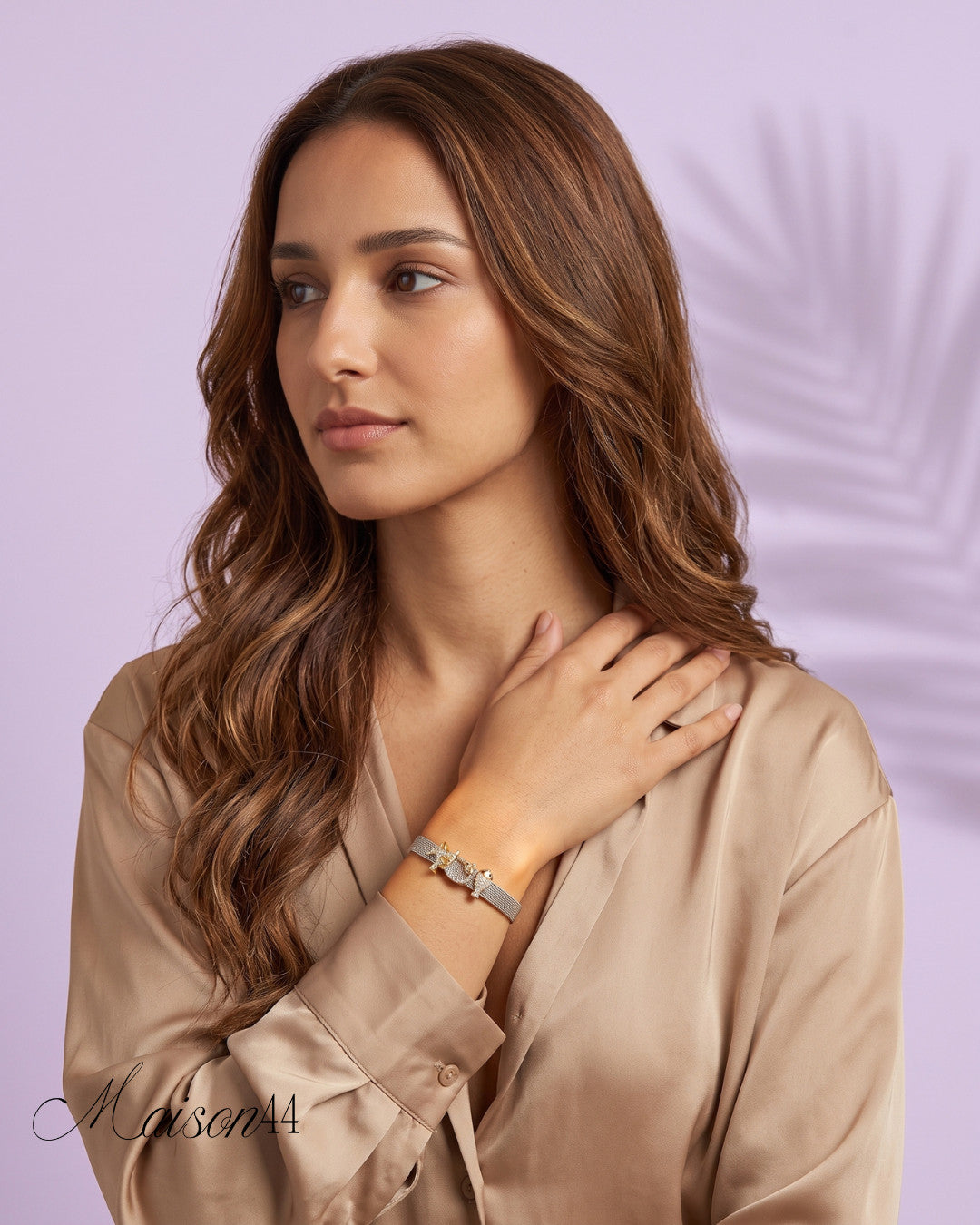 Silver Mesh Bracelet, Crystal Knot