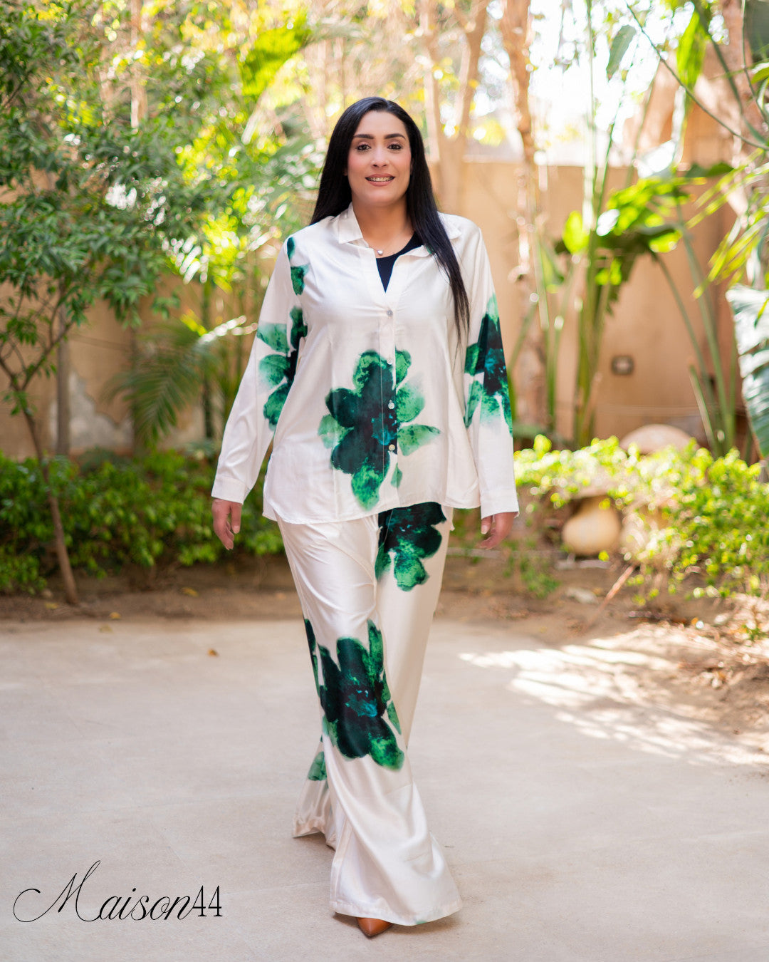 Suit Green with Creamy Satin