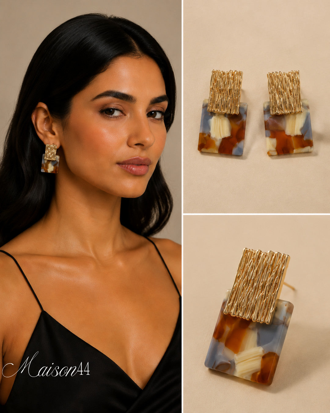 Tortoiseshell Rectangle Earrings