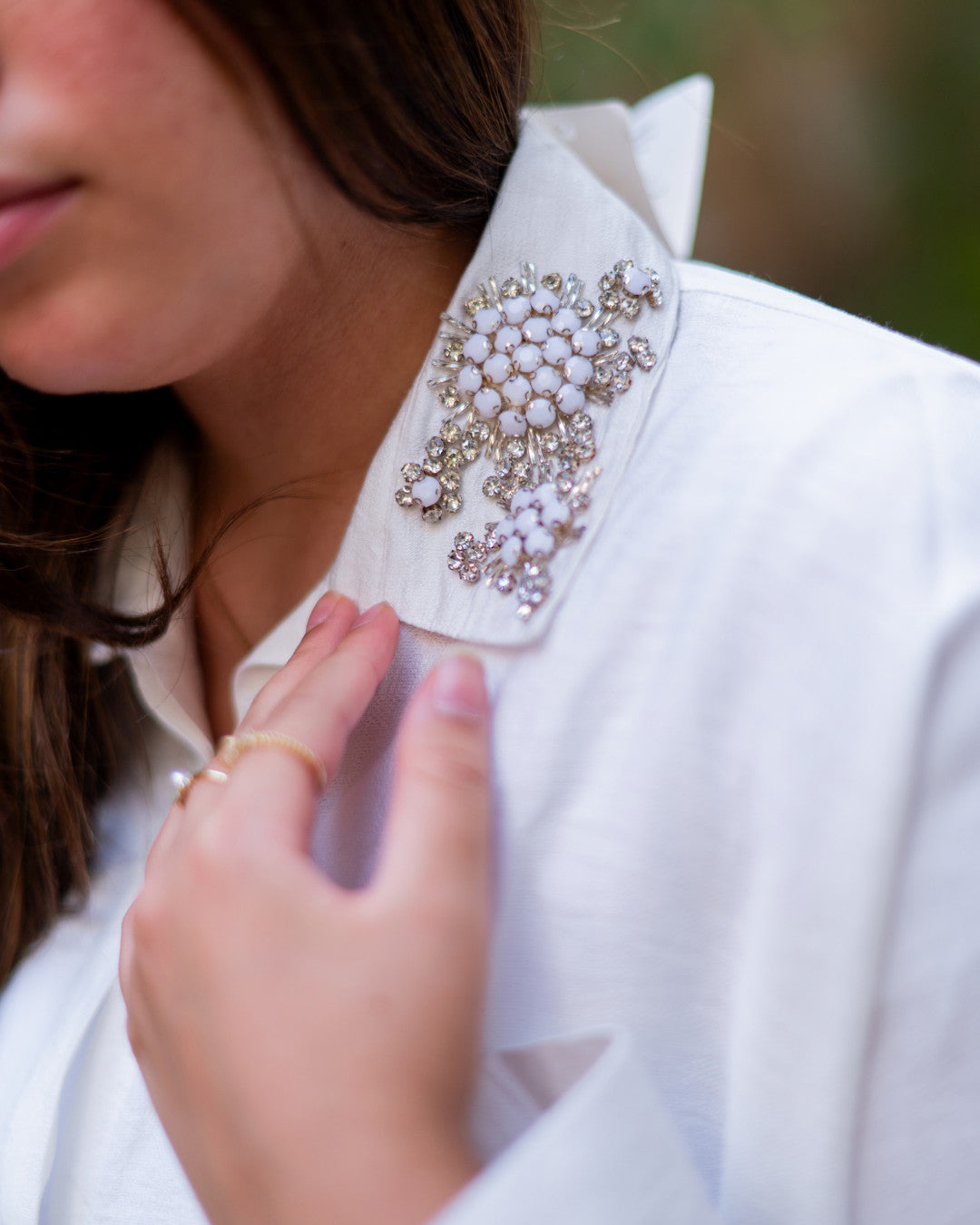 White Chemise with Brooch